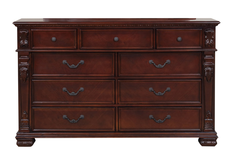 Glory Furniture Lyndon Cherry 9 Drawer Dresser