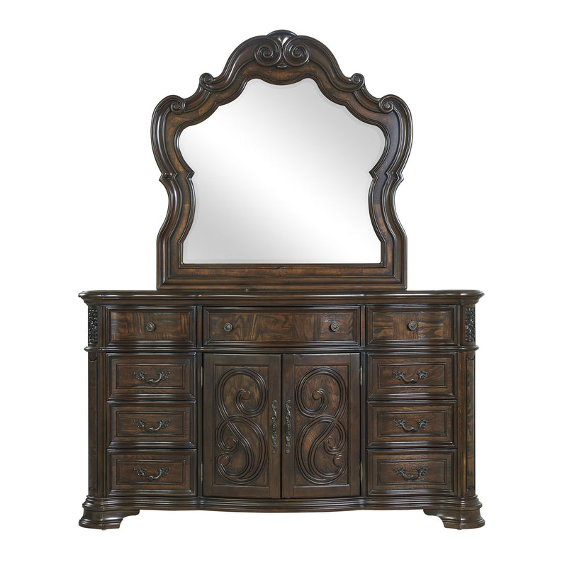 Steve Silver Royale Brown Cherry Dresser and Mirror