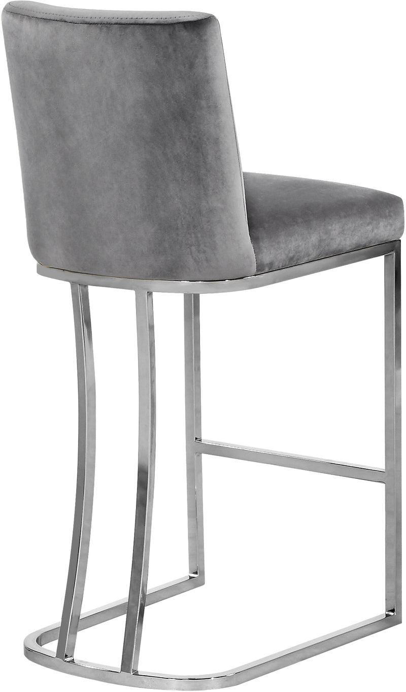 Meridian Furniture Heidi Grey Velvet Chrome Counter Height Stool