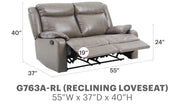 Glory Furniture Ward Gray Faux Leather Double Reclining Love Seat