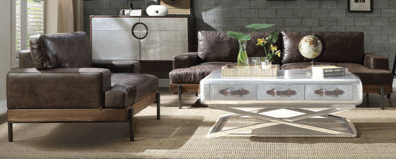 Acme Furniture Silchester Distress Chocolate Oak 2pc Living Room Set