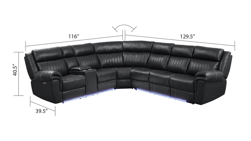 Galaxy Home Aviator Black Recliner Sectional