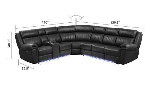 Galaxy Home Aviator Black Recliner Sectional