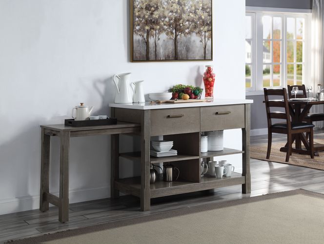 Acme Furniture Feivel Rustic Oak Pull Out Kitchen Island