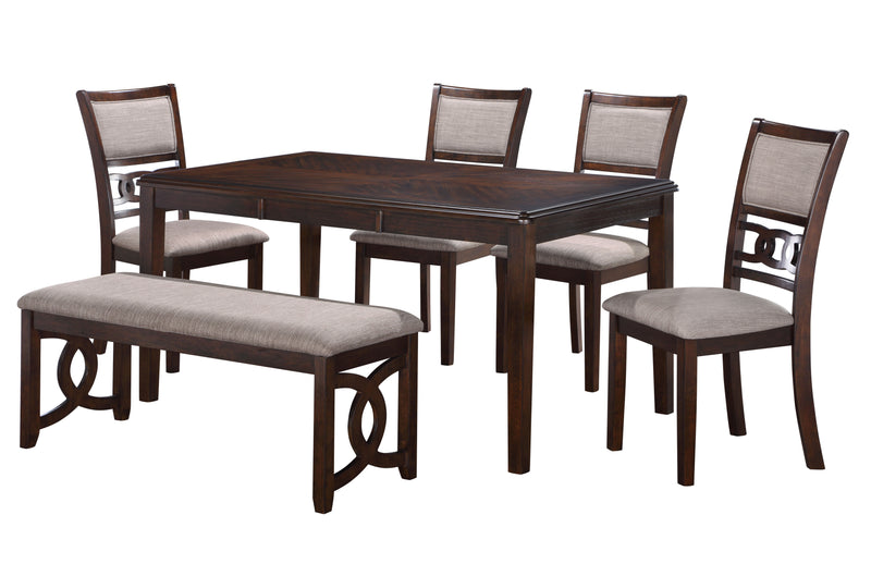 New Classic Furniture Gia Cherry 6pc Dining Room Set DT-4CH-BN