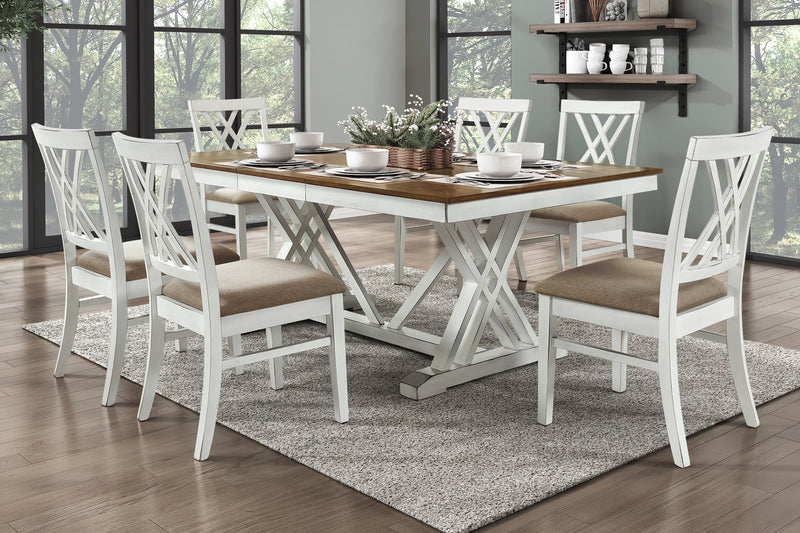 Home Elegance Brunson Oak White 7pc Dining Room Set