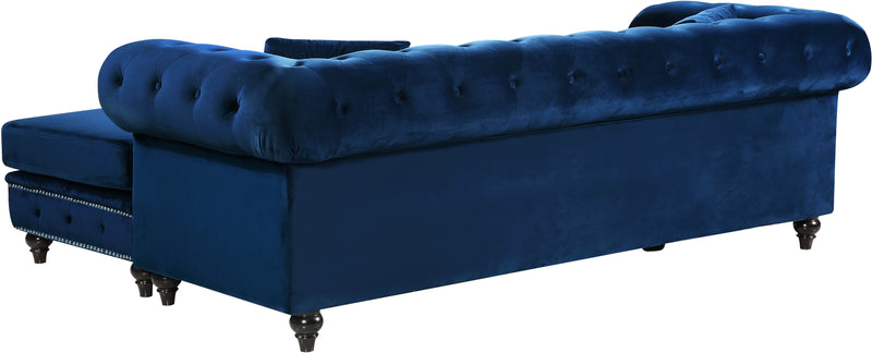 Meridian Furniture Sabrina Navy Velvet 2pc Reversible Sectional