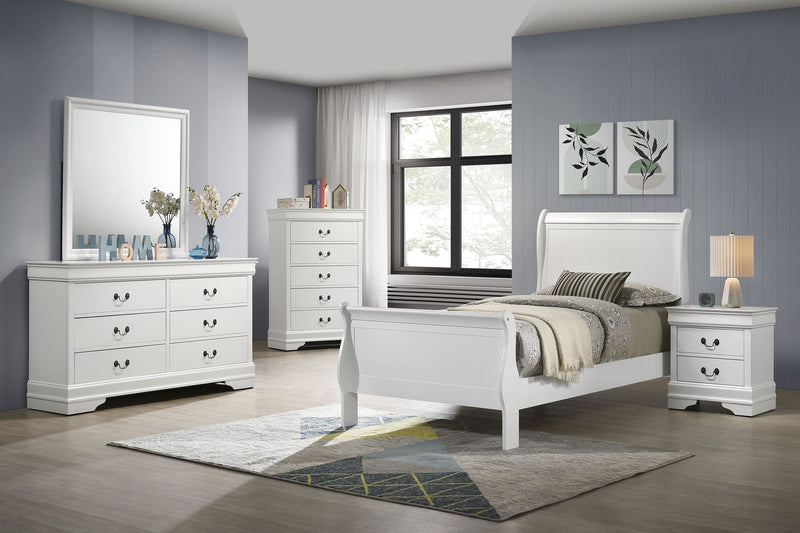Coaster Furniture Louis Philippe White 5pc Bedroom Set with Twin Bed