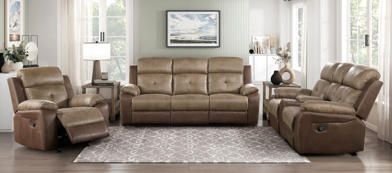 Home Elegance Glendale Brown 3pc Living Room Set