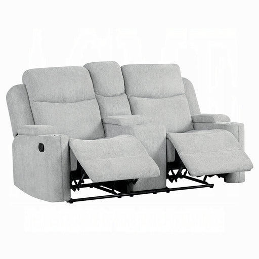 Acme Furniture Galya Light Gray Motion Loveseat with Console