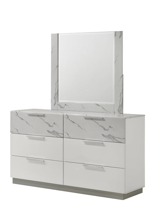 Galaxy Home Mist White Dresser and Mirror