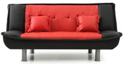 Glory Furniture Lionel Black Red Faux Leather Sofa Bed