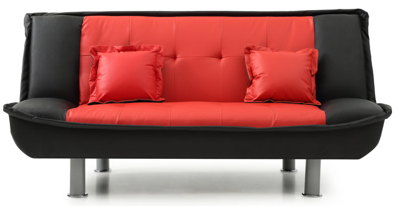 Glory Furniture Lionel Black Red Faux Leather Sofa Bed