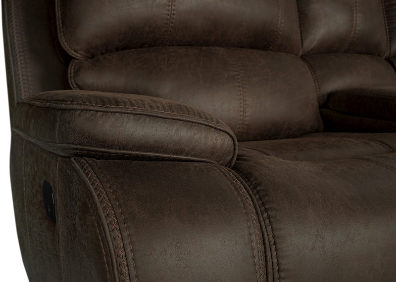 New Classic Furniture Brooking Brown Console Loveseat with Dual Recliners