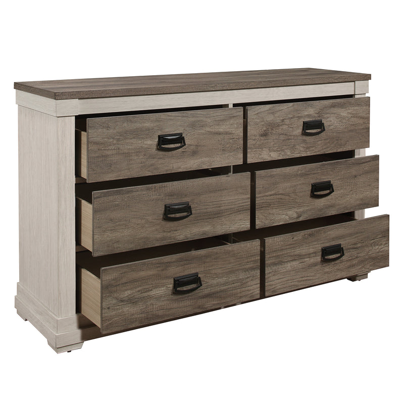 Home Elegance Arcadia White Weathered Gray Dresser and Mirror