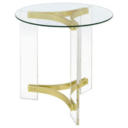 Coaster Furniture Janessa Clear Matte Brass 3pc Coffee Table Set