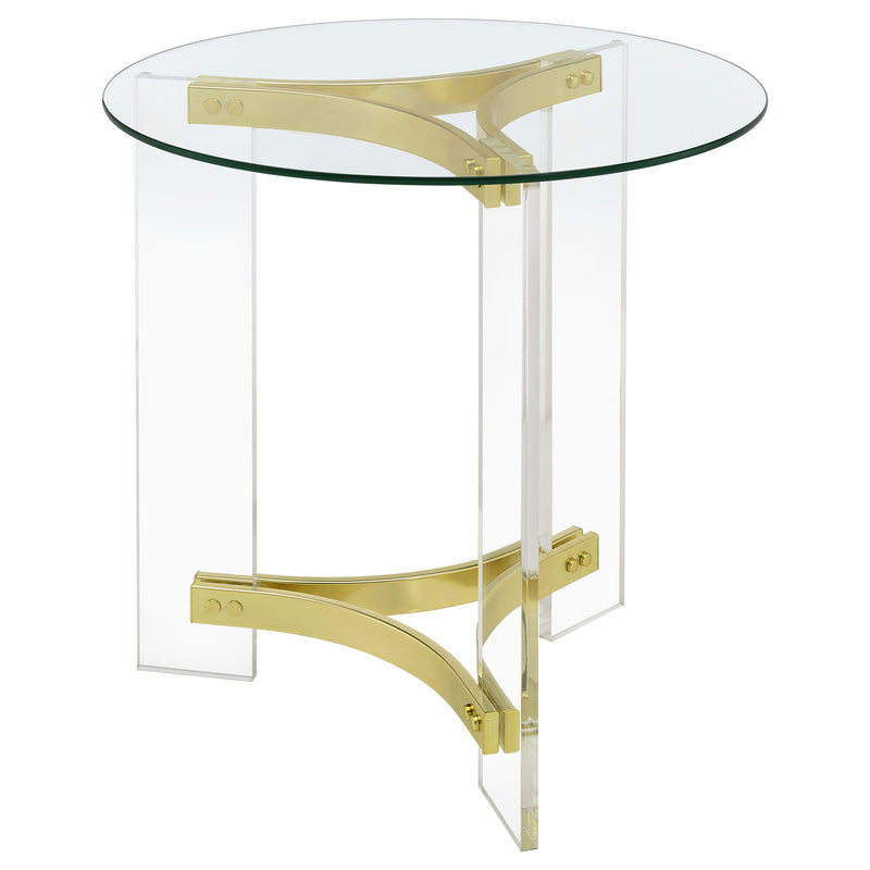 Coaster Furniture Janessa Clear Matte Brass 3pc Coffee Table Set