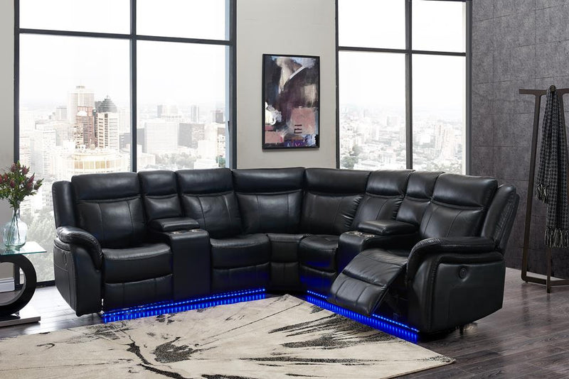 Global Furniture UM02 Black Sectional with LED