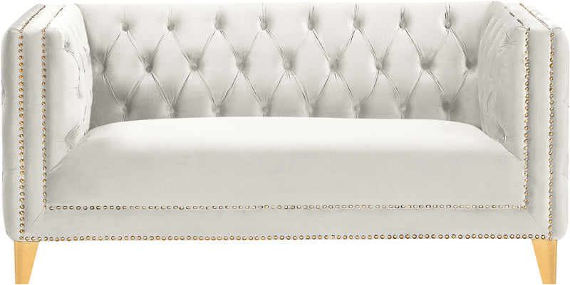Meridian Furniture Michelle Cream Velvet Loveseat