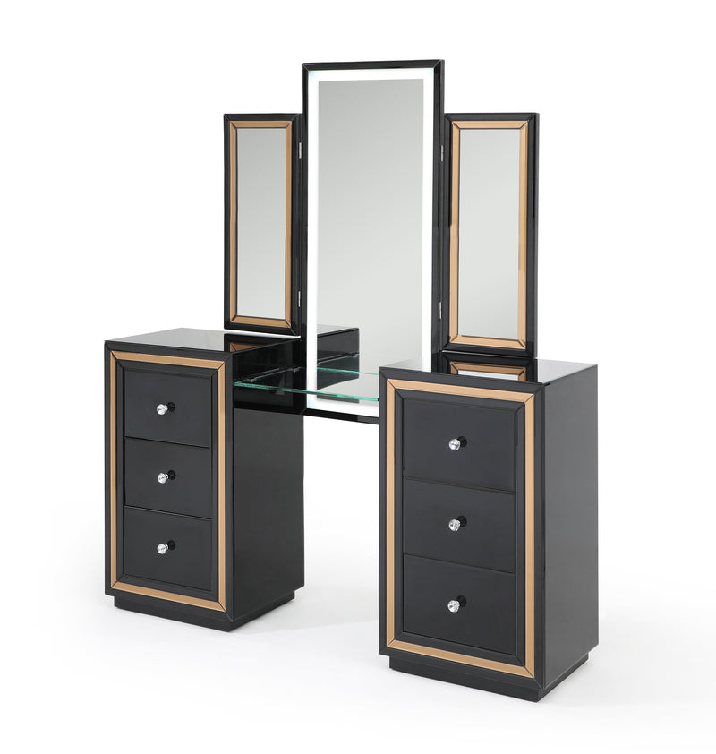 Glory Furniture Black 6 Drawers Vanity Set