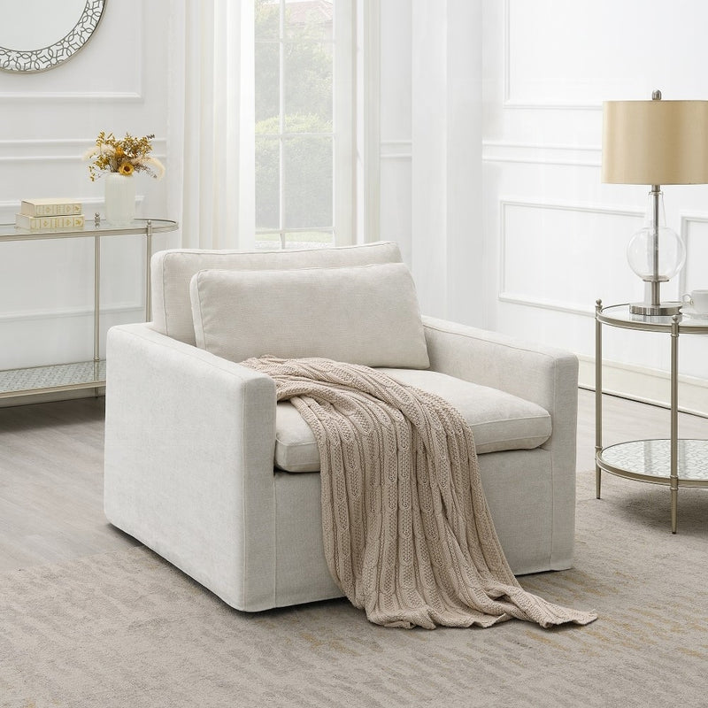 Acme Furniture Frederick Ivory Swivel Chair with Pillow
