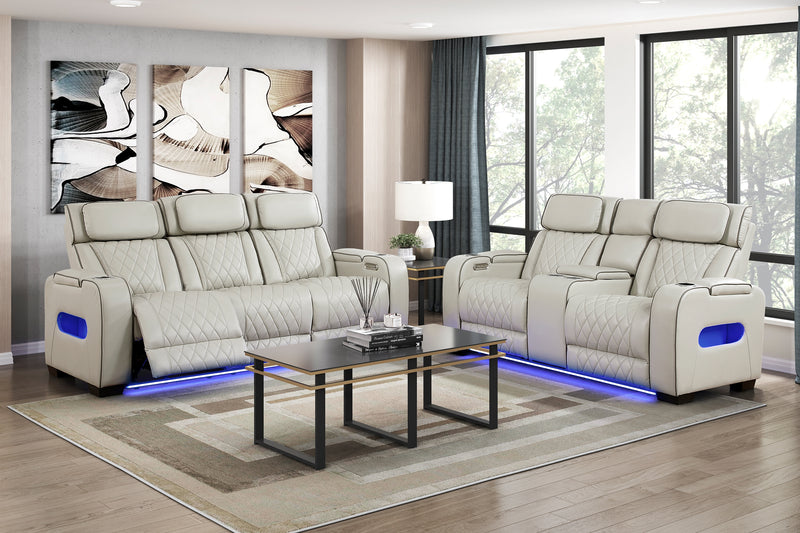 Home Elegance Fairway Taupe Power 2pc Living Room Set
