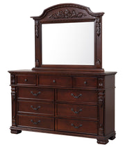 Glory Furniture Lyndon Cherry 9 Drawer Dresser and Mirror