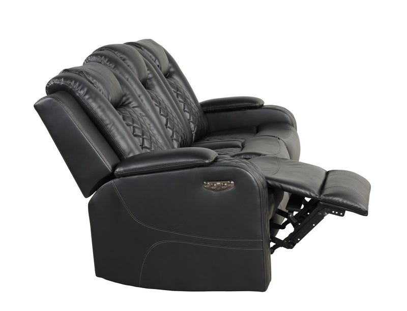 Galaxy Home Benz Black LED Power Reclining Sofa