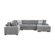 Home Elegance Raife Blue 5pc Sectional with Right Chaise and Storage Ottoman