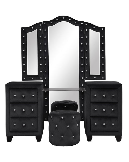 Galaxy Home Sophia Black Upholstery Vanity Set
