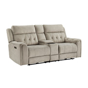 Home Elegance Celeste Beige Power Double Reclining Love Seat with Console