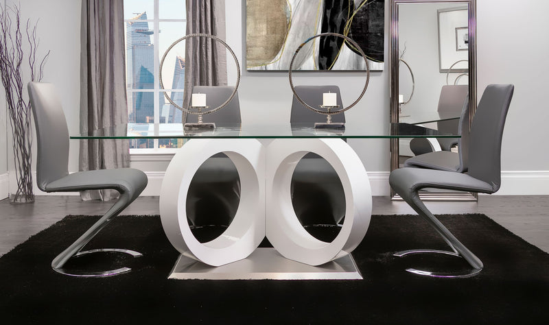 Global Furniture D9002 White Grey 5pc Dining Room Set