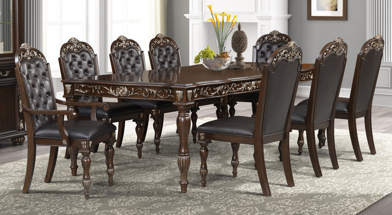 New Classic Furniture Maximus Brown 9pc Dining Room Set