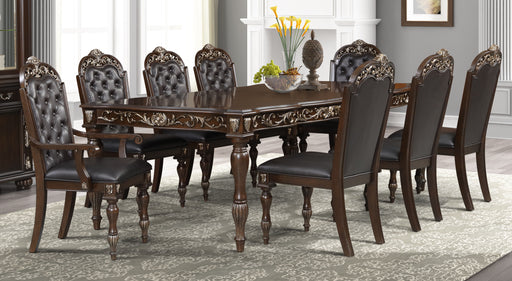 New Classic Furniture Maximus Brown 9pc Dining Room Set