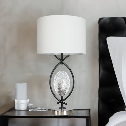 2 Crown Mark Table Lamp with Cylindrical Fabric Shade