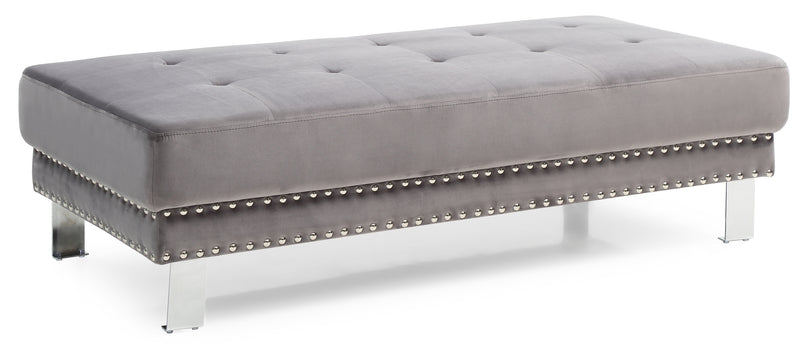 Glory Furniture Derek Gray Velvet Ottoman