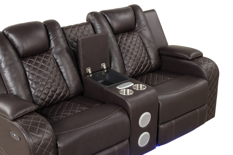 Galaxy Home Benz Gray LED Power Reclining Loveseat