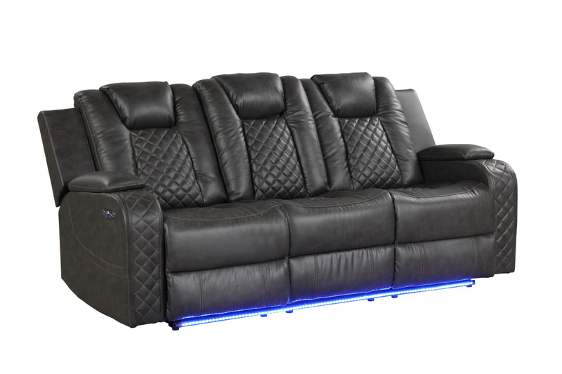 Galaxy Home Benz Brown LED Power Reclining 2pc Living Room Set