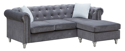 Glory Furniture Raisa Gray Velvet Sofa Chaise