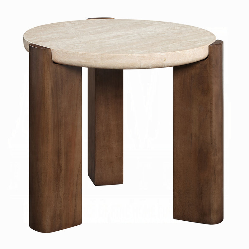 Acme Furniture Leonardo Travertine Dark Oak End Table