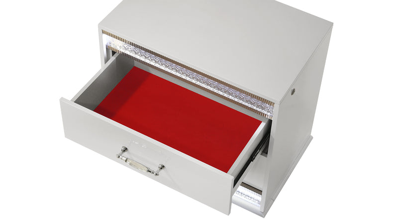 Galaxy Home Glam White 2 Drawer Nightstand