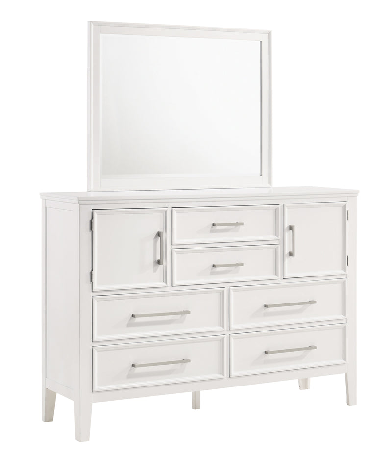 New Classic Furniture Andover White Dresser and Mirror