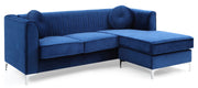 Glory Furniture Delray Navy Blue Velvet Microsuede Sofa Chaise