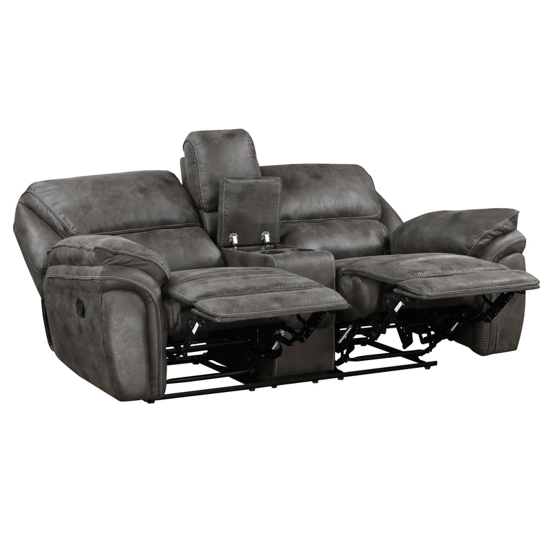 Home Elegance Proctor Brown Double Reclining Love Seat with Console