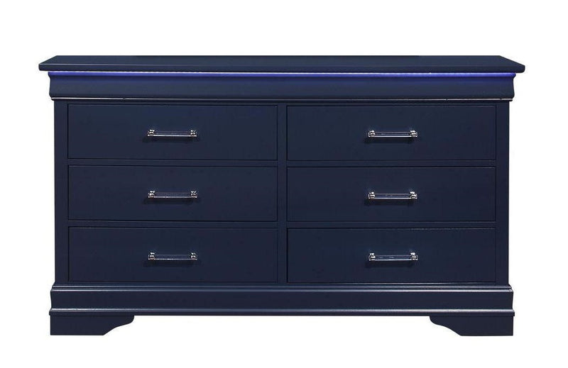 Global Furniture Charlie Blue Dresser with LED