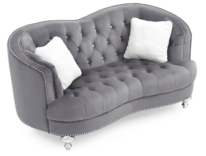 Glory Furniture Jewel Gray Velvet Loveseat