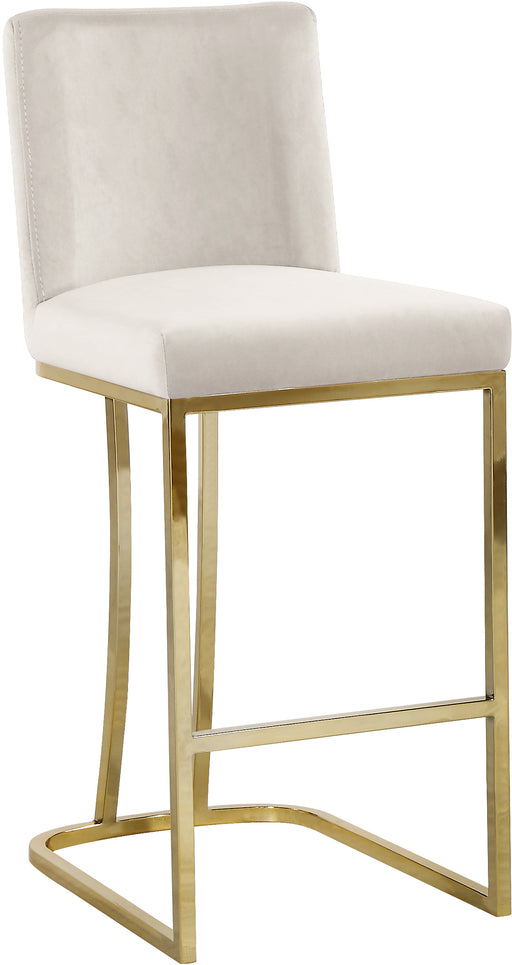 Meridian Furniture Heidi Cream Velvet Gold Counter Height Stool