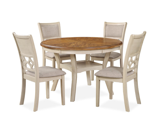 New Classic Furniture Mitchell Two Tone Bisque Brown 5pc Dining Set