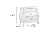 Galaxy Home Opulence White 3 Drawer Nightstand