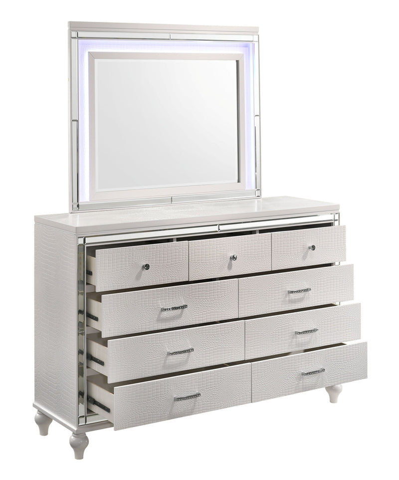 New Classic Furniture Valentino White Dresser and Mirror